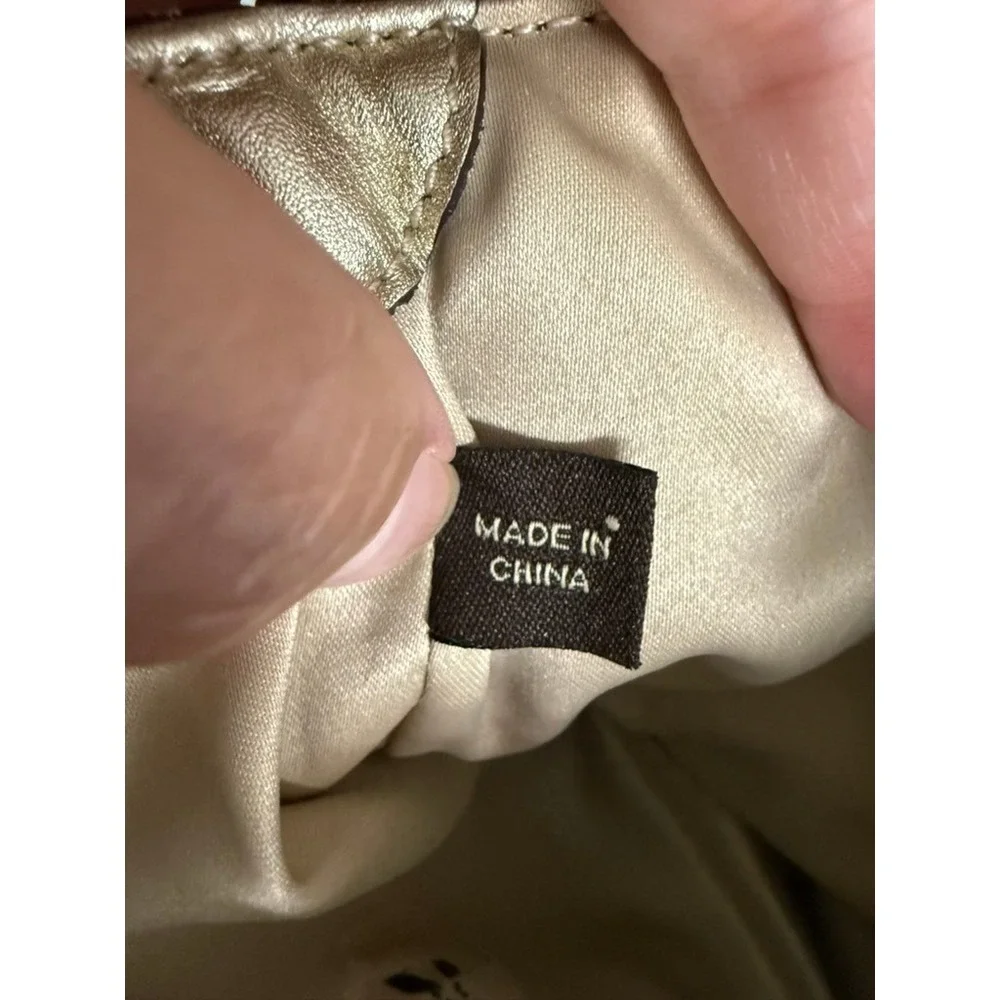 Coach Signature Canvas Crossbody Bag Brown Khaki Front Turnlock Pocket Gold Trim